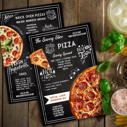 Hand-drawn Chalkboard Pizza Restaurant メニュー