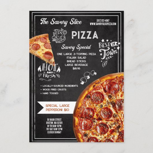 Hand-drawn Chalkboard Pizza Restaurant メニュー (正面)