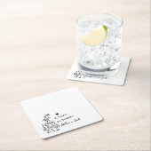 Hand Drawn Champagne Glass Tower Wedding Napkins スクエアペーパーコースター (インサイチュ)