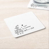 Hand Drawn Champagne Glass Tower Wedding Napkins スクエアペーパーコースター (アングル)