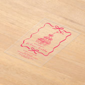 Hand Drawn Champagne Tower Birthday Party Pink  アクリル招待状 (レイダウン)