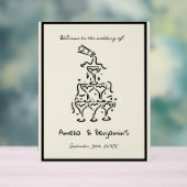 Hand Drawn Champagne Tower Retro Welcome wedding アクリルサイン (ニュートラル)