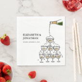 Hand Drawn Champagne Tower Wedding スタンダードランチョンナプキン (インサイチュ)