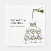 Hand Drawn Champagne Tower Wedding スタンダードランチョンナプキン (正面)