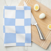 Hand Drawn Checkerboard Pattern (sky blue/white) キッチンタオル (四つ折り)