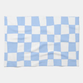 Hand Drawn Checkerboard Pattern (sky blue/white) キッチンタオル (横)
