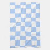 Hand Drawn Checkerboard Pattern (sky blue/white) キッチンタオル (縦)