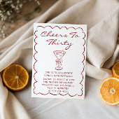 Hand Drawn Cheers to Thirty Martini Birthday 招待状