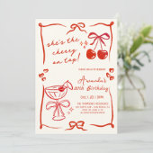 hand-drawn cherry martini birthday invitation 招待状 (スタンド正面)