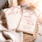 Hand Drawn Cherub Vintage Cupid Engagement Party 招待状