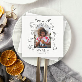 Hand Drawn Chic Arch Photo Graduate Party スタンダードカクテルナプキン