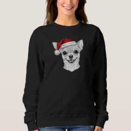 Hand-Drawn Chihuahua Christmas Custom Name Dog スウェットシャツ