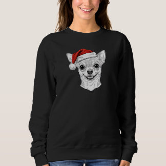 Hand-Drawn Chihuahua Christmas Custom Name Dog スウェットシャツ