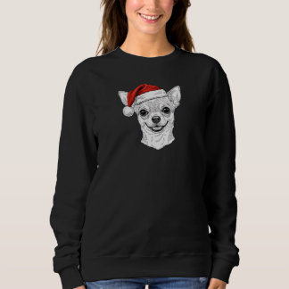 Hand-Drawn Chihuahua Christmas Santa Dog Portrait スウェットシャツ