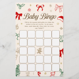 Hand Drawn Christmas Baby Shower Bingo Game