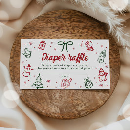 Hand Drawn Christmas Baby Shower Diaper Raffle エンクロージャーカード