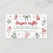 Hand Drawn Christmas Baby Shower Diaper Raffle エンクロージャーカード (正面)