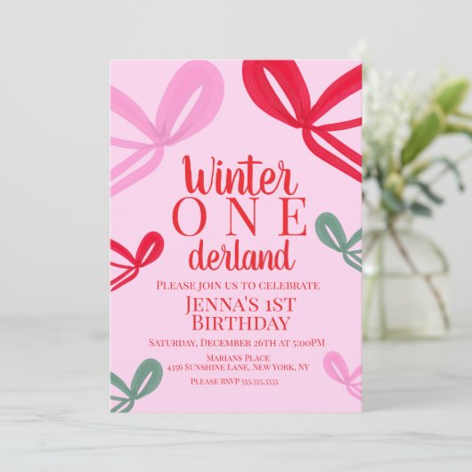 Hand Drawn Christmas Bows Multicolor Birthday 招待状 (スタンド正面)