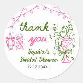 Hand Drawn Christmas Bridal Shower ラウンドシール (正面)