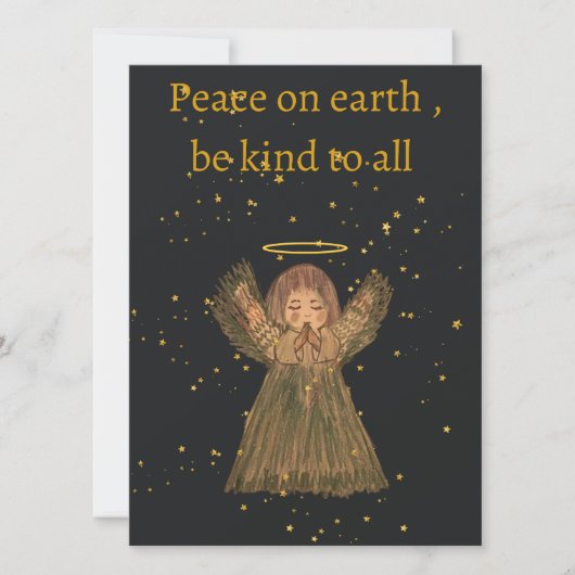 Hand drawn Christmas card , Angel , cute,  (正面)