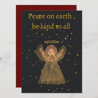 Hand drawn Christmas card , Angel , cute, 