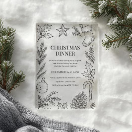 Hand-Drawn Christmas Dinner アクリル招待状