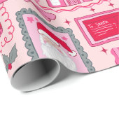 Hand Drawn christmas doodles pink custom name ラッピングペーパー (ロールコーナー)