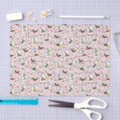 Hand Drawn  Christmas Geese Pink Tissue Paper 薄葉紙 (クラフト)