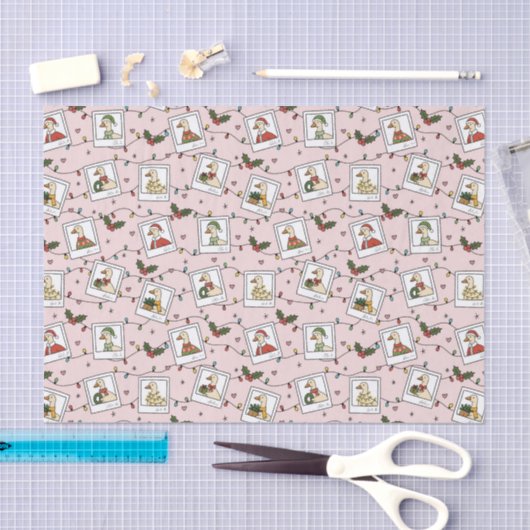 Hand Drawn  Christmas Geese Pink Tissue Paper 薄葉紙 (クラフト)