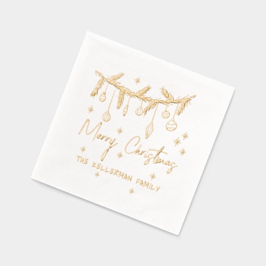 Hand Drawn Christmas Gold 箔ナプキン (左)