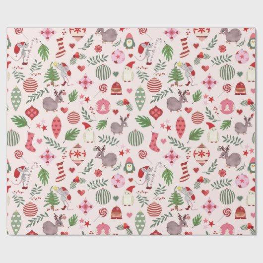 Hand-drawn Christmas Icons Wrapping Paper ラッピングペーパー (フラット)