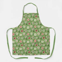 Hand Drawn Christmas Ornament Pattern Apron エプロン