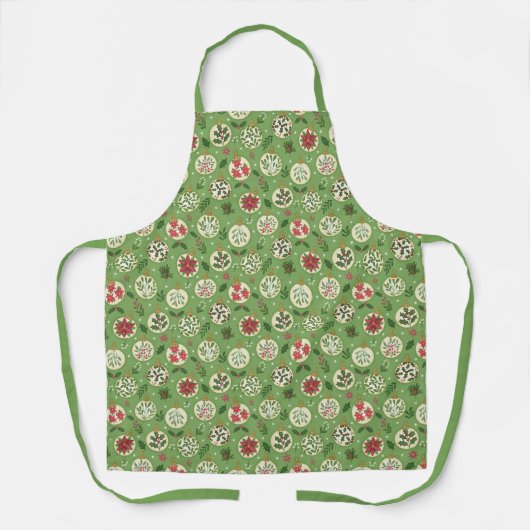 Hand Drawn Christmas Ornament Pattern Apron エプロン (正面)