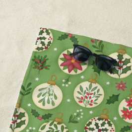 Hand Drawn Christmas Ornaments Beach Towel ビーチタオル