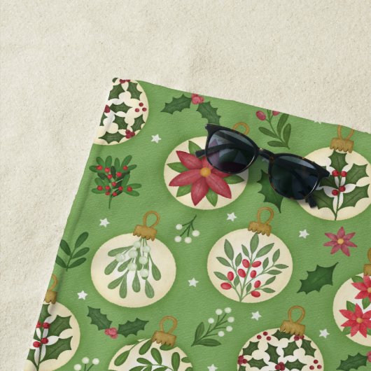 Hand Drawn Christmas Ornaments Beach Towel ビーチタオル (インサイチュ)