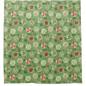 Hand Drawn Christmas Ornaments Shower Curtain シャワーカーテン (正面)