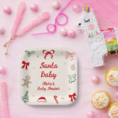 Hand Drawn Christmas Santa Baby Baby Shower ペーパープレート (パーティー)