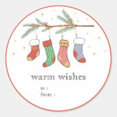 Hand Drawn Christmas Stockings Gift Label Sticker ラウンドシール (正面)