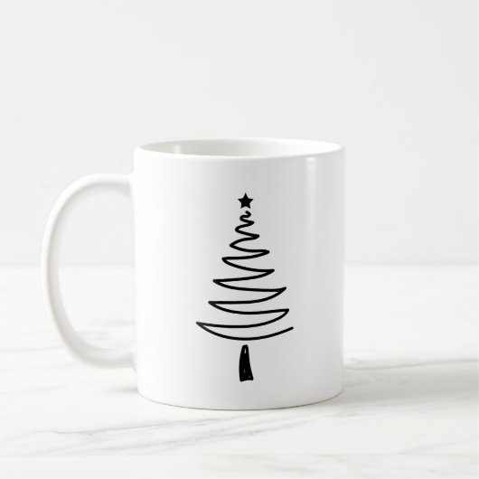 Hand Drawn christmas tree コーヒーマグカップ (左)