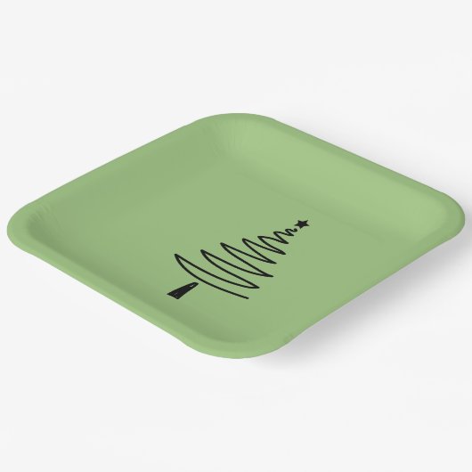 Hand Drawn christmas tree ペーパープレート (傾斜あり)