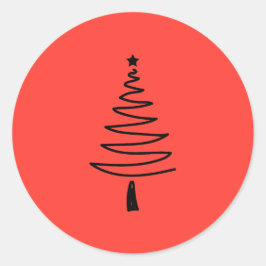 Hand Drawn christmas tree ラウンドシール