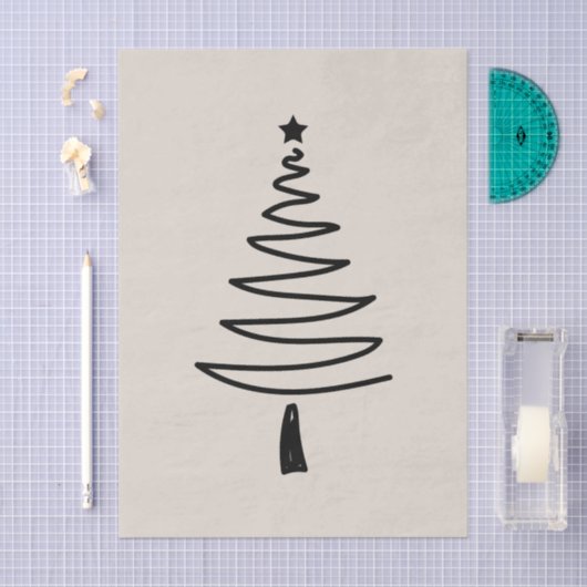 Hand Drawn christmas tree 薄葉紙 (クラフト)