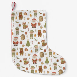 Hand Drawn Christmas Woodland Christmas Stocking スモールクリスマスストッキング