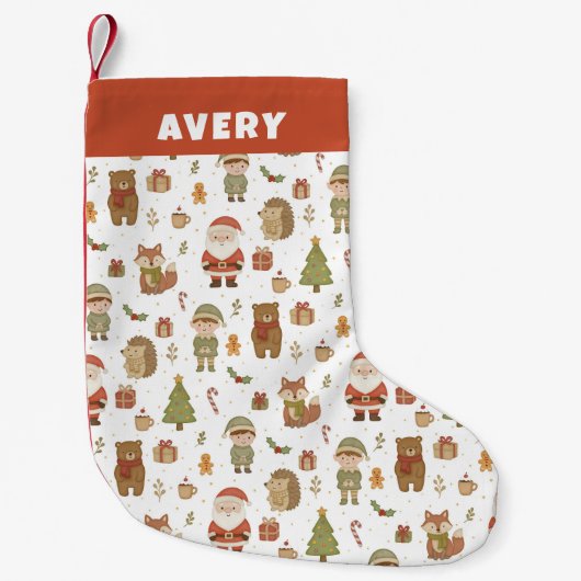 Hand Drawn Christmas Woodland Christmas Stocking スモールクリスマスストッキング (正面)