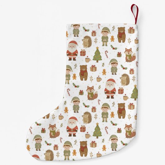 Hand Drawn Christmas Woodland - Christmas Stocking スモールクリスマスストッキング (裏面)