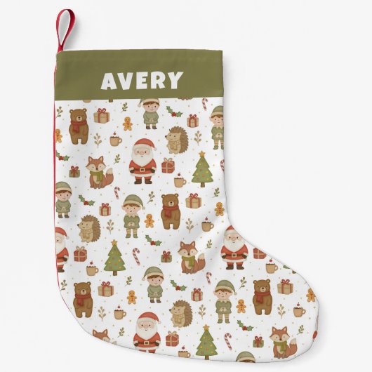 Hand Drawn Christmas Woodland Christmas Stocking スモールクリスマスストッキング (正面)