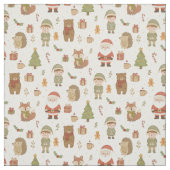Hand Drawn Christmas Woodland Fabric ファブリック (見本)