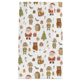 Hand Drawn Christmas Woodland Gift Bag スモールペーパーバッグ