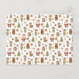 Hand Drawn Christmas Woodland Holiday Postcard シーズンポストカード