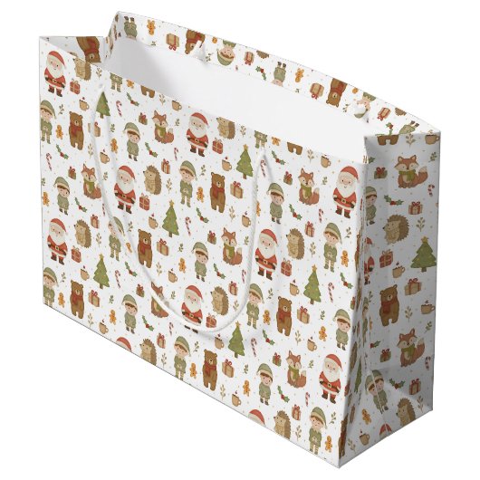 Hand Drawn Christmas Woodland Large Gift Bag ラージペーパーバッグ (裏面アングル)
